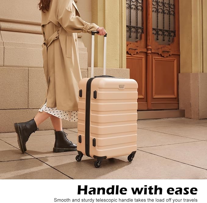 Coolife Luggage 3 Piece Set Suitcase Spinner Hardshell Lightweight TSA Lock (black, 3 piece set(20in24in28in))