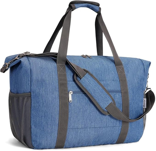 Narwey 18x14x8 Inches Travel Bag Spirit Airlines Frontier Personal Item, Travel Duffel With Wet Pocket Carry on Bag for Airplane Underseat Duffle Overnight for Women and Men (Navy Blue)