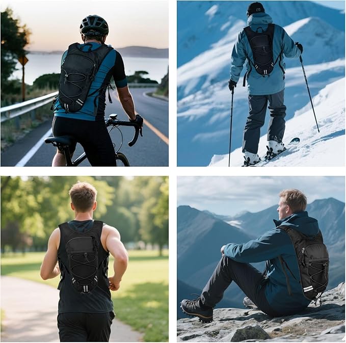 Lightweight Hydration Backpack 2L Water Bladder Pack for Running, Cycling, Hiking – Anti-Theft Water Backpack with Phone Holder, Trekking Pole Holder & Reflective Strips for Men & Women