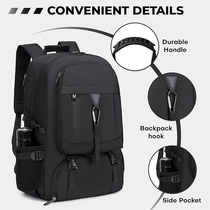 17.3 Inch gym backpack with shoe compartment,50L Multiple Compartments Backpacks, Airline Approved Carry on Travel Daypack Anti Theft with USB Charging Port,for Men Women Travel Work Business