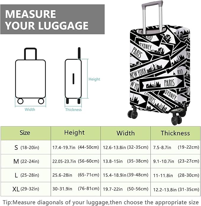 Travel Luggage Cover Suitcase Protector Fits 18-32 Inch Wheel Covers PatternedTravel Related Items Flower Luggage Protector Elastic L