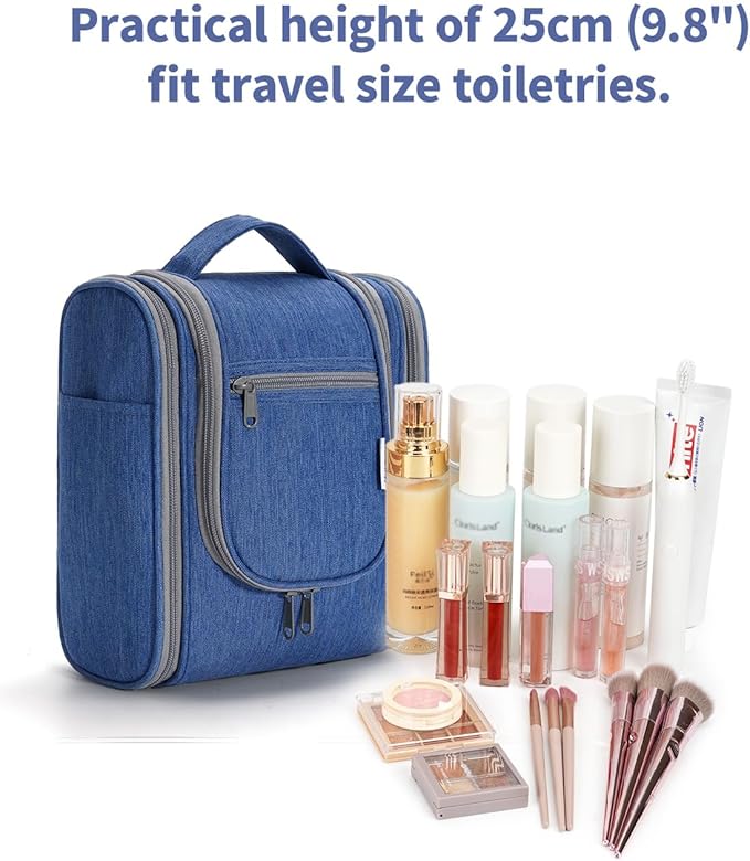 Narwey Small Hanging Travel Toiletry Bag Cosmetic Make up Organizer for Women and Men (Medium, Navy Blue)