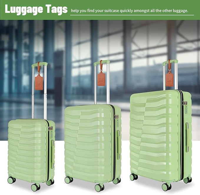 5-Piece Lightweight Luggage with Backpack Sets, ABS+PC Hard Shell Suitcase with TSA Lock & YKK Zipper (Avocado Green, 20in/24in/28in/BP/TB)