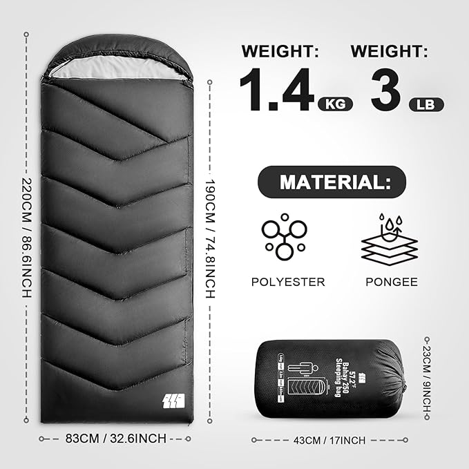 Sleeping Bags for Adults Cold Weather,Portable, Waterproof,Lightweight Camping Sleeping Bag for Tall Girls Boys with Compression Sack for Warm Camping, Hiking, Outdoor & Indoor