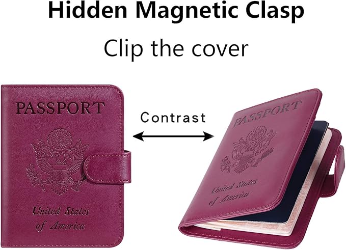Passport Holder Cover Wallet RFID Blocking Leather Card Case Travel Accessories for Women Men (Purple)