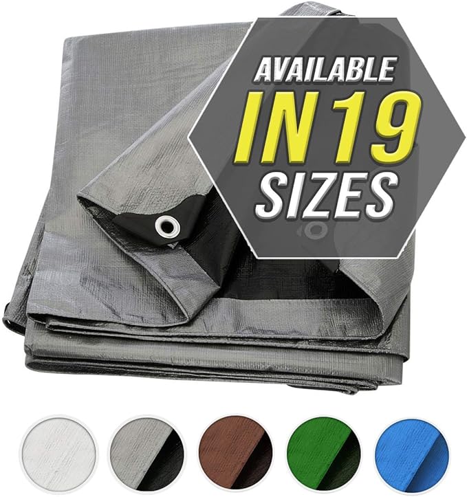 Tarp Cover 10X10 Silver/Black Heavy Duty Thick Material, Waterproof, Great for Tarpaulin Canopy Tent, Boat, RV Or Pool Cover! by Trademark Supplies