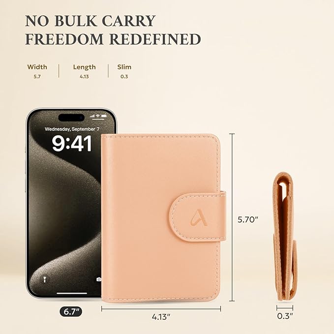ALLIVE Genuine Leather Passport Holder, Rfid Passport Holder for Travel with AirTag Hidden, Passport Cover Wallet Travel Must Haves Airport Essentials, Passport Cover Travel Gifts (Beige)