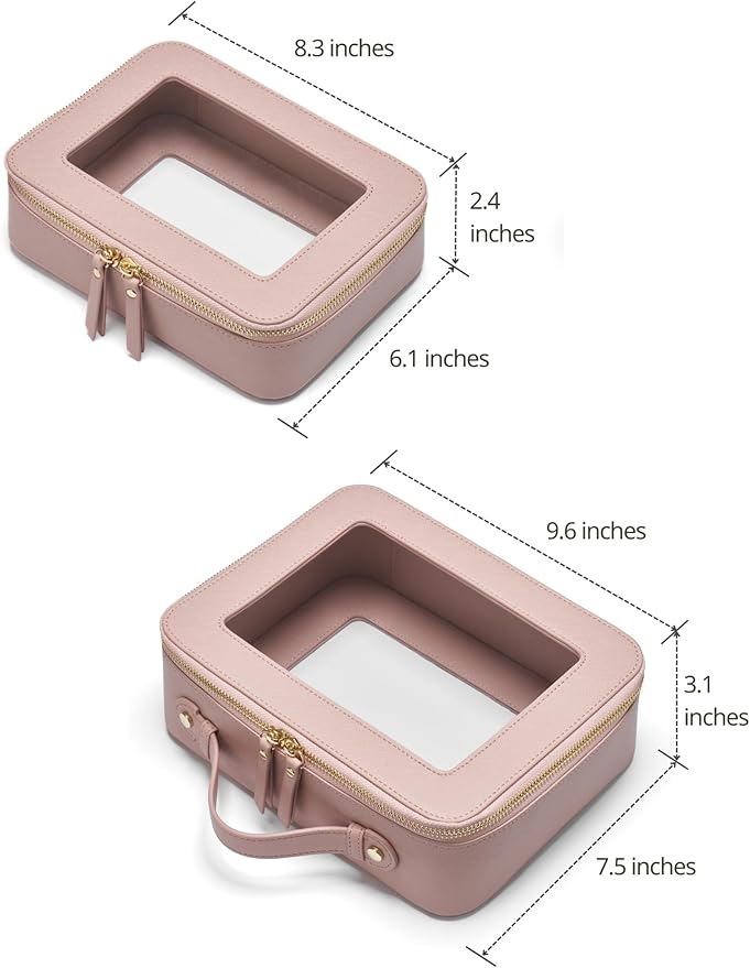 Popvibe Clear Makeup Bag Travel Cosmetic Case Transparent Toiletry Bag with Zipper, Portable Make Up Organizer Traveling Compact Car Bag for Essentials