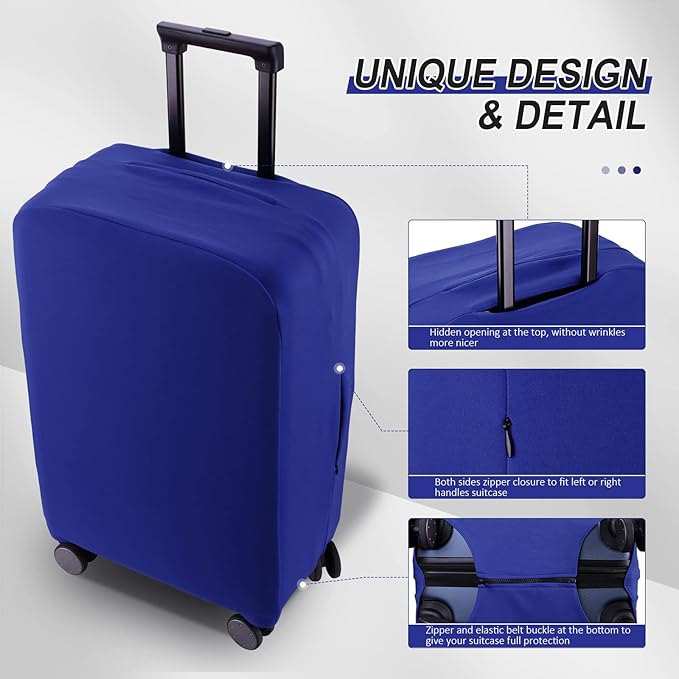Travel Luggage Cover Suitcase Protector Scratch-Resistant Fit 19-31 Inch Suitcase, Not Included Suitcase (Blue, XL(28-29 inch))