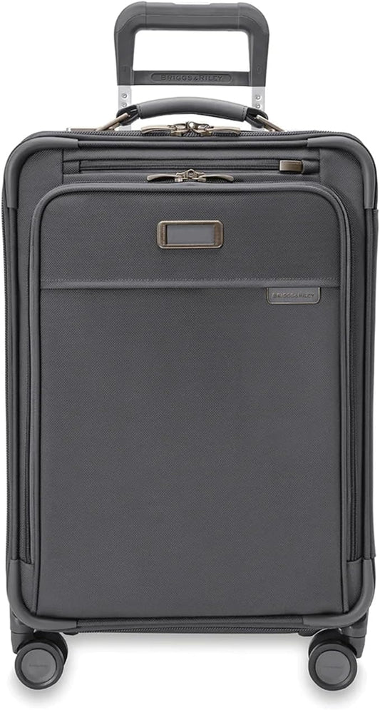 Briggs & Riley Essential 22" Carry On Expandable Spinner - Luggage for Travel, Suitcases with Wheels, Softside Rolling Bag for Men & Women, Self-Repairing Zipper - Baseline Collection, Steel Gray