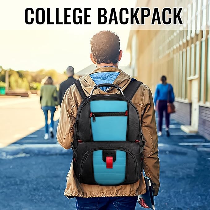 YOREPEK Travel Backpack, Extra Large 50L Laptop Backpacks for Men Women, Water Resistant College Student Bookbag Airline Approved Business Work Bag with USB Charging Port Fits 17 Inch Computer, Blue