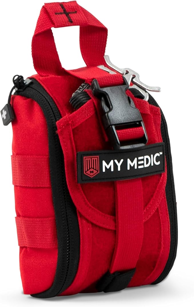 My Medic - TFAK - Ifak Trauma Kit with Tourniquet - HSA/FSA Approved - Over 35 Essential Life Saving First Aid Items for Car or Travel - Red