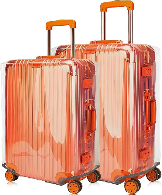 24/28 Inch Thicken Transparent Luggage Cover Suitcase Protector Waterproof PVC Full Clear Cover 3mm Thickness Travel Suitcase Set Full Clear 24/28 inch