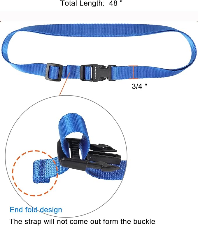 Buckle Straps with Clips, Adjustable Nylon Straps with Buckle, Packing Strap, Blue 4 Pack (4’x0.75)