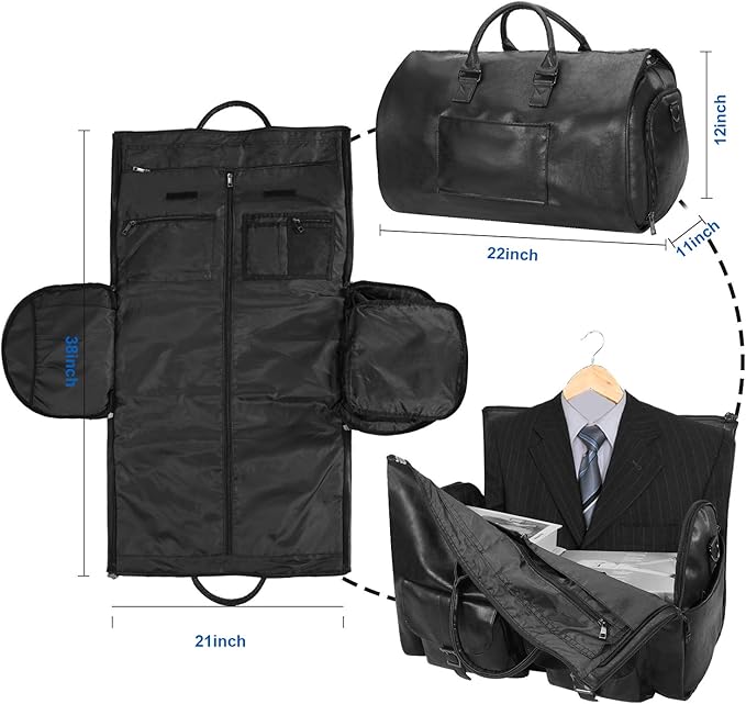 seyfocnia Convertible Travel Garment Bag,Carry on Garment Duffel Bag for Men Women - 2 in 1 Hanging Suitcase Suit Business Travel Bag