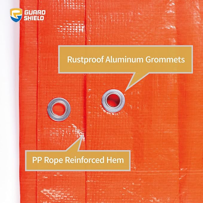 GUARD SHIELD Orange Tarp 6x6 Feet Tarps High Visibility Outdoor Poly Cover Lightweight 6mil