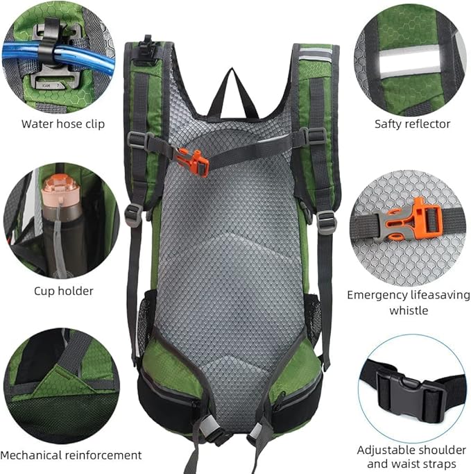 Hiking Daypack Waterproof Biking Backpack 15L Lightweight Durable Backpack for Ski Snowboarding Running MTB Cycling