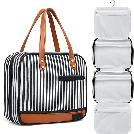Hanging Travel Toiletry Bag,Large Capacity Cosmetic Travel Toiletry Organizer for Women with 4 Compartments & 1 Sturdy Hook,Perfect for Travel/Daily Use/Christmas