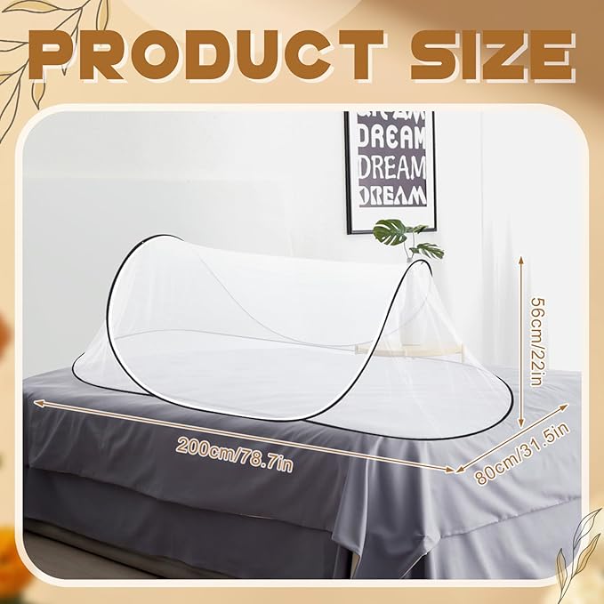 2 Pcs Large Pop up Mosquito Tent Portable Foldable Mosquito Bug Net for Bed Camping Travel Patio Outdoor 78 * 31 * 22 Inch Bug Netting Mesh Tent Canopy for Adults Baby Bedroom
