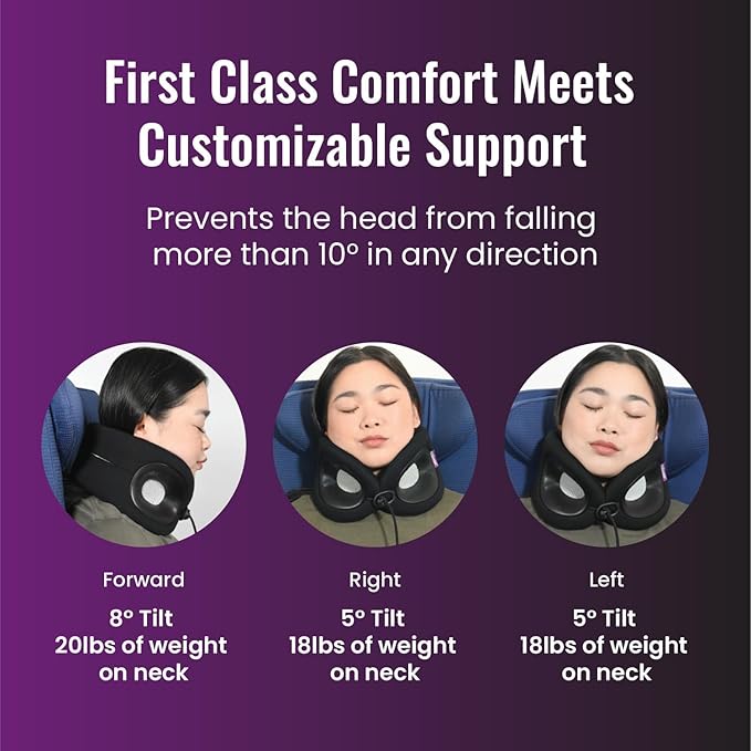 Cabeau Travel Pillow for Long Flights – Evolution X - Memory Foam Neck Support - Comfort On-The-Go for Airplane, Train, and Car (Amethyst)