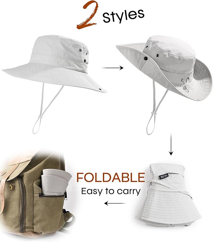 FURTALK Sun Hats for Women with Ponytail Hole Wide Brim Beach Bucket Hat UPF 50+ Fishing Hiking Outdoor Hats