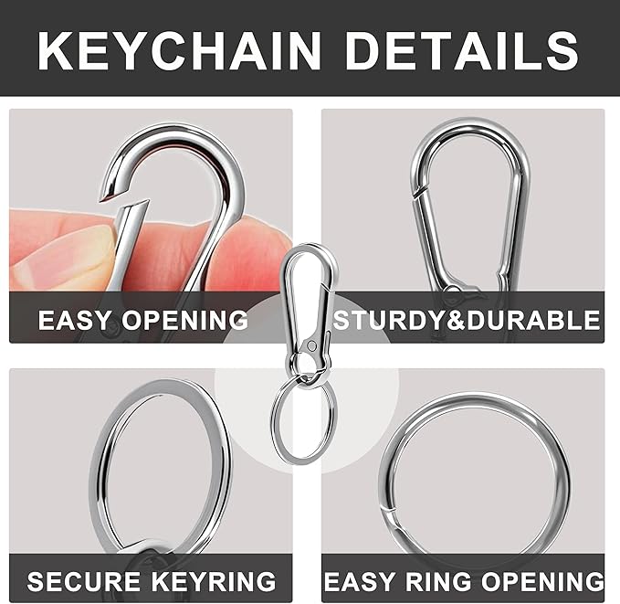 Keychain Keyring Set for Men Women Classic Metal Home Car Key Holder Organizer Portable Carabiner Clip Accessories 2PCS