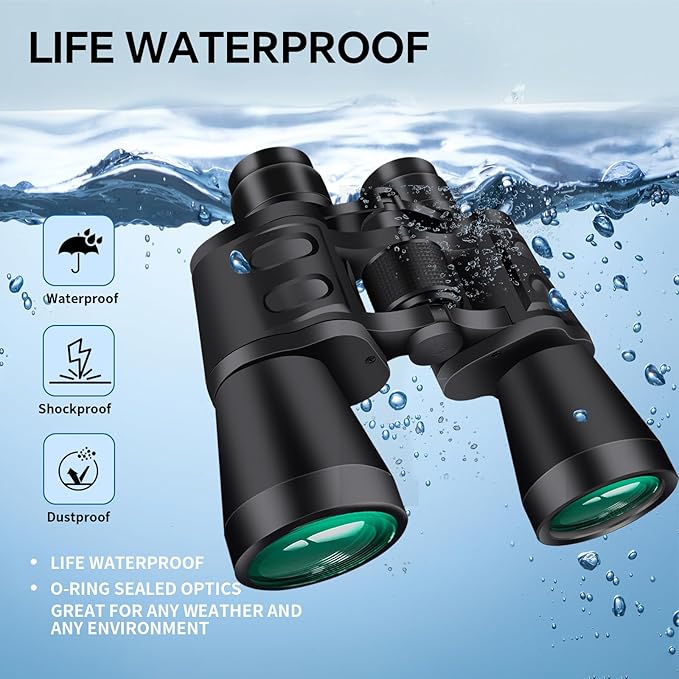 20X50 Binoculars for Adults High Powered- Large View with Clear Vision Waterproof & Fogproof Lightweight Easy Focus Compact Binoculars for Bird Watching Hunting Travel Sports Opera Concert