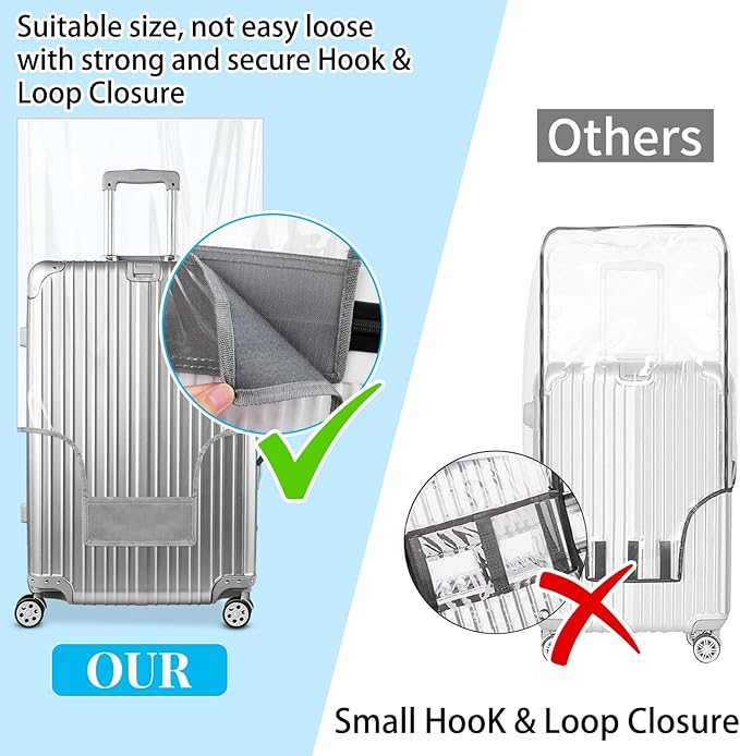 Yotako Clear PVC Suitcase Cover Tough Protector, 24 Inch Luggage Covers for Wheeled Suitcase 24"
