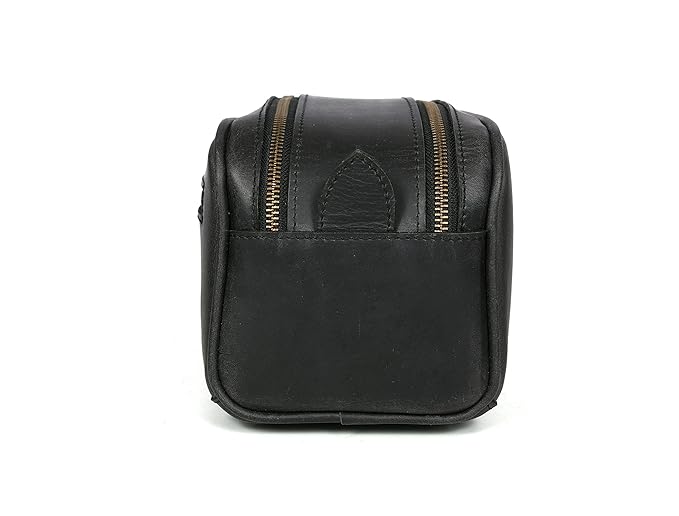 10" Premium Leather Toiletry Travel Pouch With Waterproof Lining Black Color | King-Size Handcrafted Vintage Dopp - Kit ~ Gift for Father's Day By Aaron Leather Goods