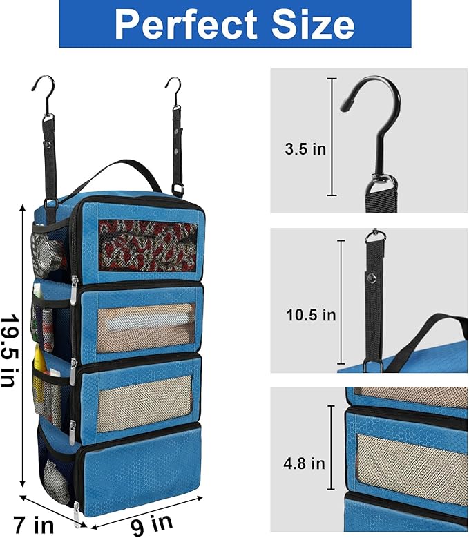 Suitcase Organizer, Travel Luggage Organizer Portable Hanging Travel Shelves Collapsible Hanging Packing Cubes for Carry on Suitcase