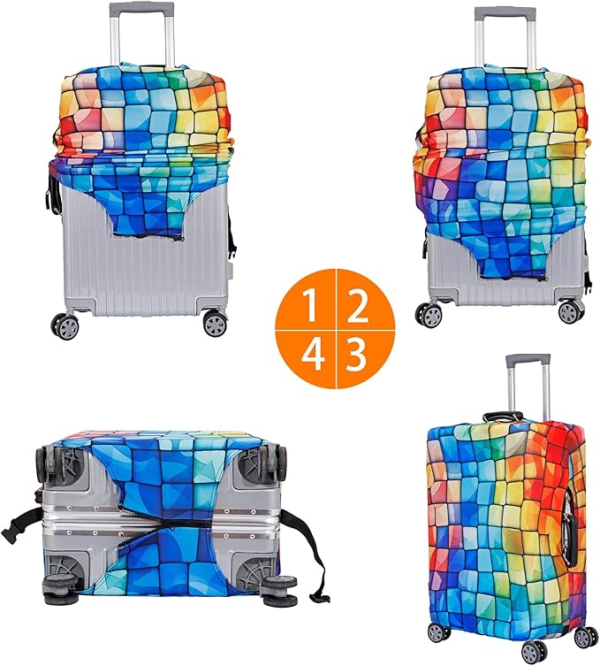 MosaiRudo Travel Luggage Covers For Suitcase Tsa Approved,Suitcase Cover Protector Fit 18-32 Inch Luggage Travel Accessories (T2484, XL)