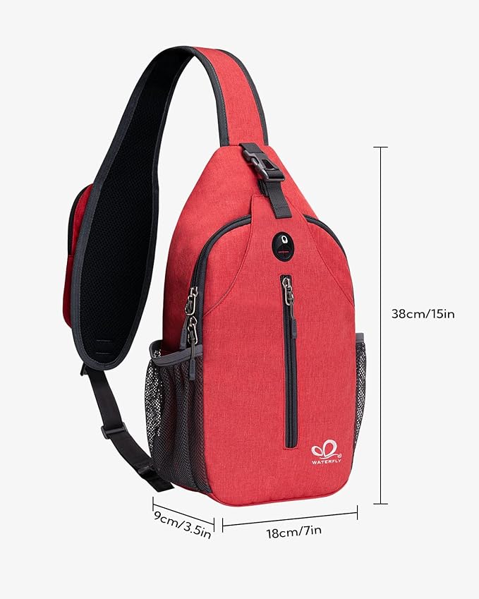 WATERFLY Crossbody Sling Backpack Sling Bag Travel Hiking Chest Bag Daypack