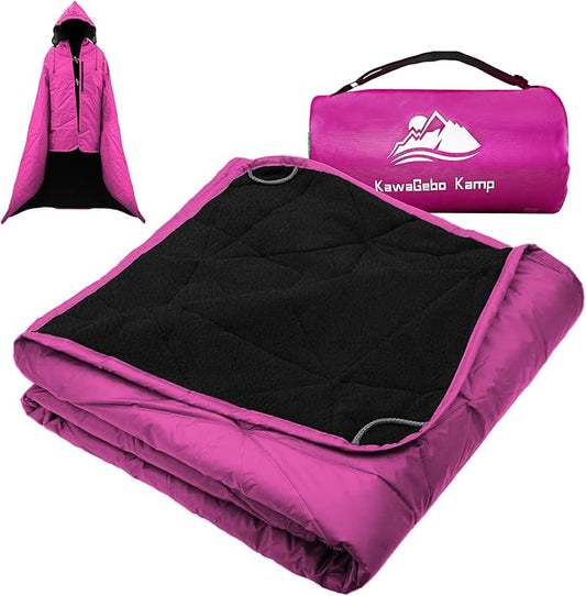 Outdoor Waterproof Blanket, Foldable Fleece Stadium Blanket for Outdoor Sports Event, Camping, Concerts, Car, Pet, Picnics - Windproof, Wearable, Machine Washable 80" x 58"