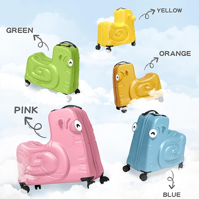Kids Luggage, Kids Ride-on Luggage with Spinner Wheels Suitcase, Kid's Ride-On Suitcase Help Your Child Relax, Carry On Trolley with Password Lock (Pink, 20 inches)