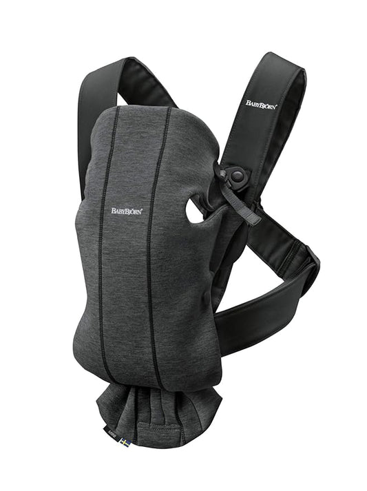 BabyBjörn Baby Carrier Mini, Charcoal Gray, 3D Jersey | Infant Carrier (7-25 lbs), Ergonomic, Easy-to-Use
