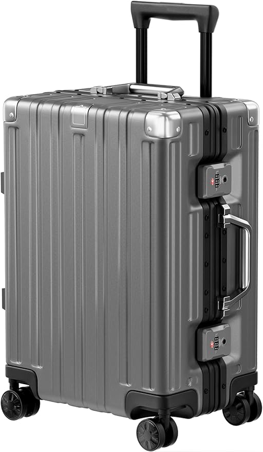 Krute Carry On Luggage 20 inch Aluminum Frame Suitcase with Spinner Wheels No Zipper Hardshell PC+ABS Luggages TSA Lock Zipperless Suitcases