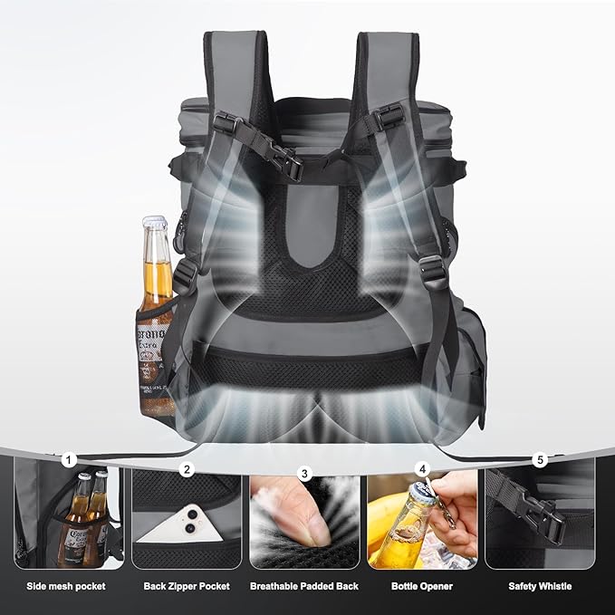 Beach Cooler Backpack for Men 36cans Insulated Backpack Cooler Lunch Bag for Women Camping Hiking Picnic Travel for 18 Hours Cooling 30L