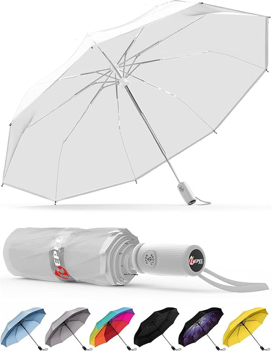 REPEL Windproof Travel Umbrella - Compact & Withstands Winds up to 85MPH , Strongest Premium Auto Folding Umbrella for Rain and Sun - Durable, Light & Portable for Women & Men , Fits Backpack & Cars