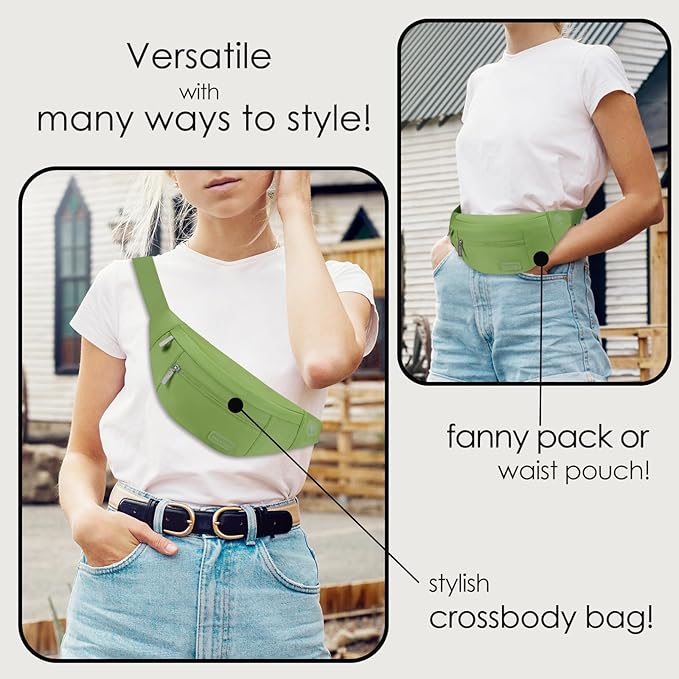 MAXTOP Large Crossbody Fanny Pack with 4-Zipper Pockets,Gifts for Enjoy Sports Festival Workout Traveling Running Casual Hands-Free Wallets Waist Pack Phone Bag Carrying All Phones