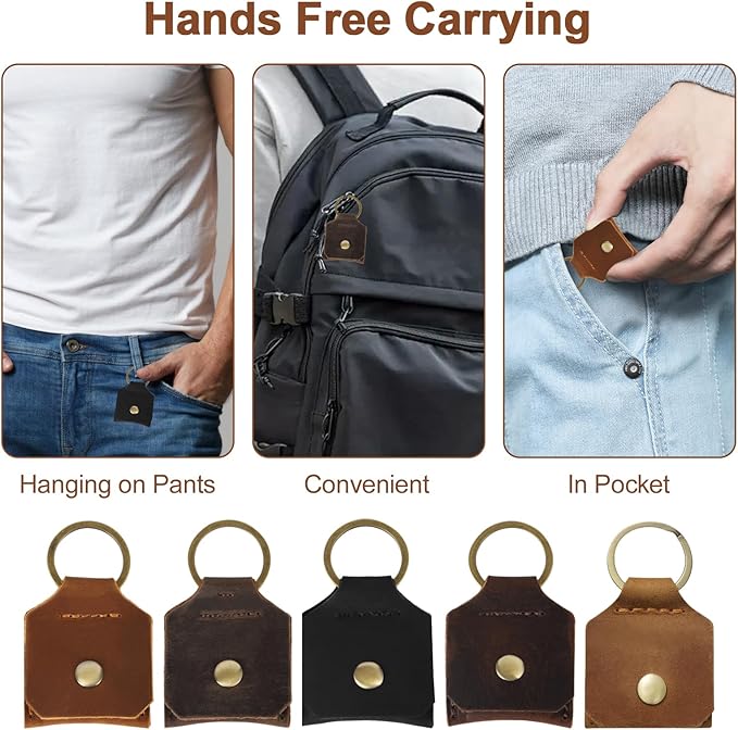Jack&Chris Genuine Leather SD Card Holder Keychain, Anti-Shock Anti-Dust SD Card Case, Portable Camera Accessories for SD CF CFexpress Micro SD Nano SIM and Micro SIM Cards, Yellow Brown