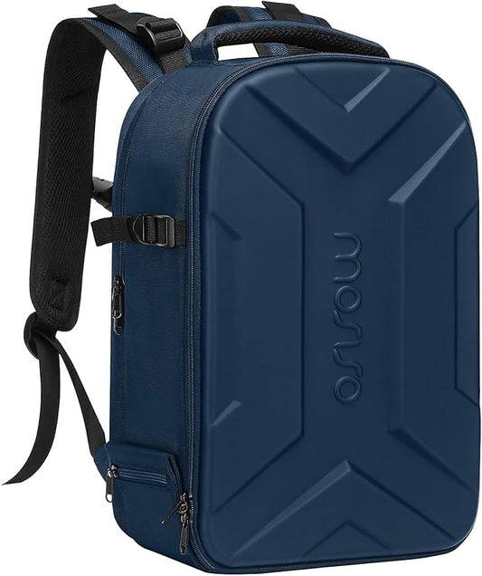 MOSISO Camera Backpack, DSLR/SLR/Mirrorless Photography Camera Bag Waterproof Artistic Geometric Hardshell Case with Tripod Holder&15-16 inch Laptop Compartment for Canon/Nikon/Sony, Steel Blue