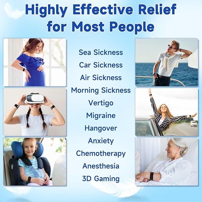 LYJEE Motion Sickness Bracelets for Adults and Kids Motion Sickness Bands Nausea Relief for Pregnant Women Acupressure Nausea Relief for Car, Sea, Air Sickness