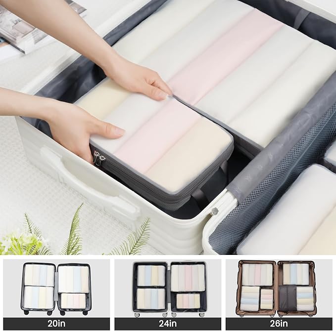 BAGAIL 6 Set Ultralight Compression Packing Cubes Packing Organizer for Travel Accessories Luggage Suitcase Backpack