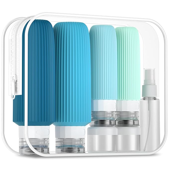 16 Pack Travel Bottles for Toiletries, Large 6oz Silicone Travel Containers jar for Toiletries, Leak Proof Refillable Liquid Shampoo And Conditioner Travel Essentials toiletry Bottles