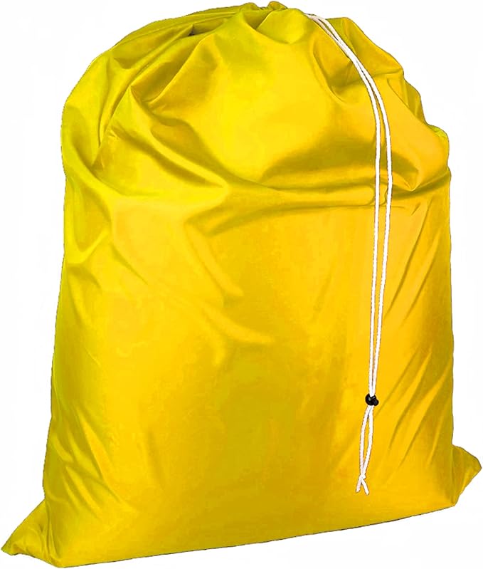 Laundry Bag with Locking Closure Drawstring – Extra Large Heavy Duty 100% Nylon, Large & Foldable Clothes Sack – Lightweight Dirty Laundry Organizer for Travel, Dorm, Gym – L 40" x H 50" (YELLOW)