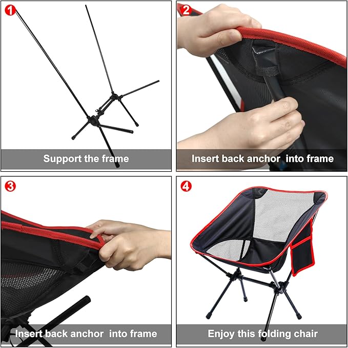 Backpacking Chair, Camping Chairs for Adults, Foldable Portable Chair for Outside Camp Sports Beach Travel Hiking