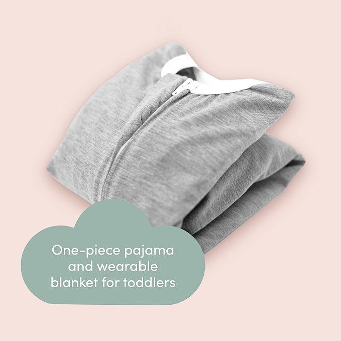 SleepingBaby Flying Squirrel Toddler Pajamas with Practical Zipper for Quick Diaper Changes and Travel Comfort - Heather Grey - 4-5T