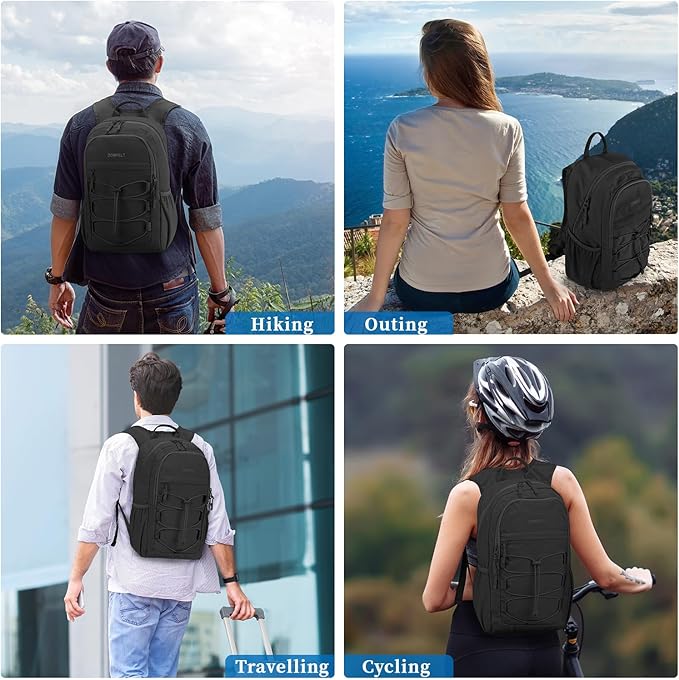 ZOMFELT Hiking Backpack for Women Men, 15L Lightweight Packable Backpack for Trip, Water Resistant Small Travel Backpacks, Foldable daypack for Hiking, Walking, Cycling, Camping, Black