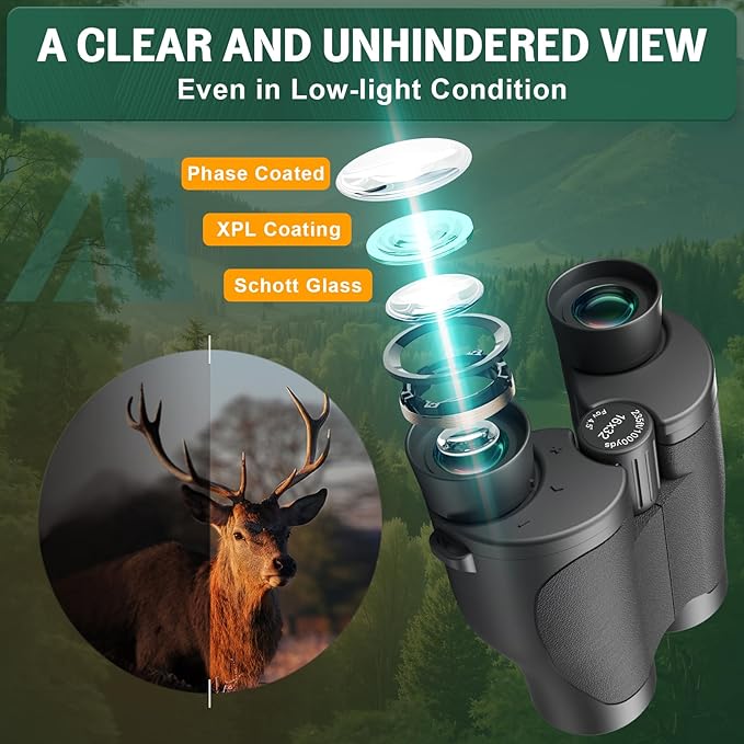 Aurosports 16x32 Compact Binoculars for Adults and Kids - High Powered Small Binoculars with Low Light Vision - Easy Focus Lightweight binos for Bird Watching Hunting Travel Hiking