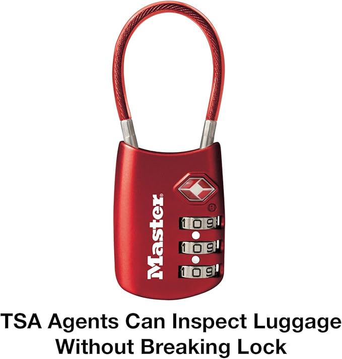 Master Lock 4688D Set Your Own Combination TSA Approved Luggage Lock, 1 Pack, Red